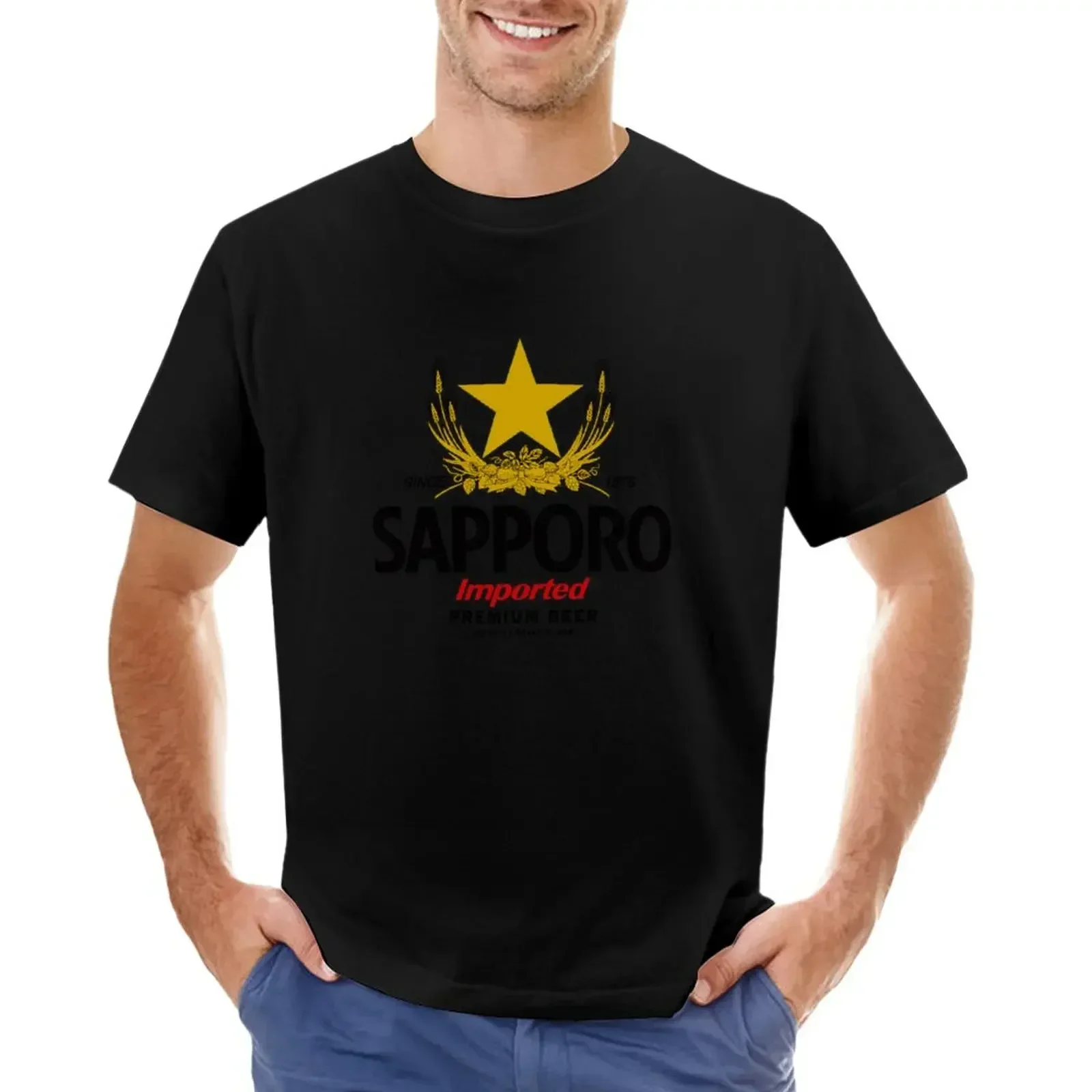 Sapporo T-Shirt summer tops anime clothes Short sleeve tee fitted t shirts for men 2024 heavyweight new arrival manga hot funny