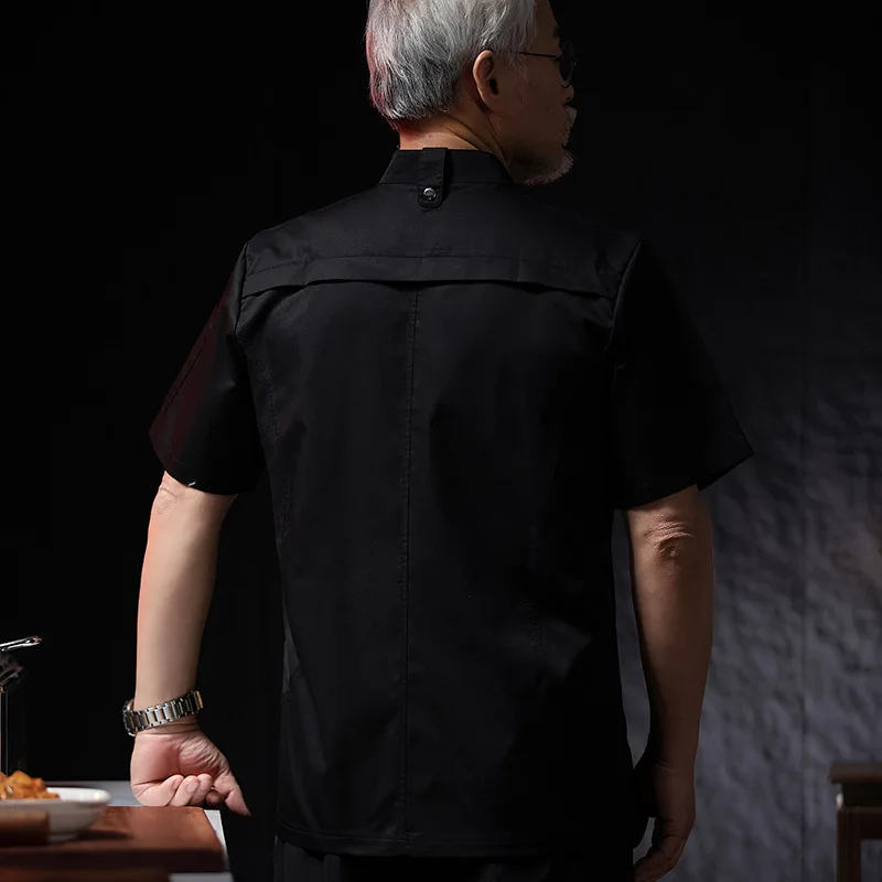 ホテルレストラン厨房作業服半袖シェフジャケットベーカリーペストリーシェフサマーホワイトキッチンコート