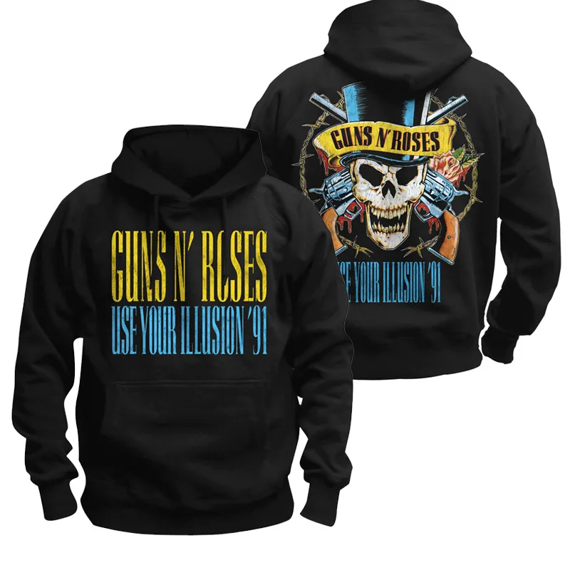 Erkekler kadın Hoodie Guns N Roses Rock Band baskı Hoodies Punk Retro Hip Hop kapüşonlu eşofman üstü kazaklar Unisex eşofman giyim