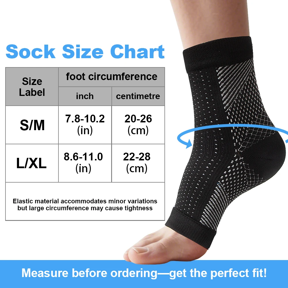 1Pair Nano Socks Neuropathy Socks Compression Sleeve for Ankle Swelling,Plantar Fasciitis,Neuropathy Brace for Women Men