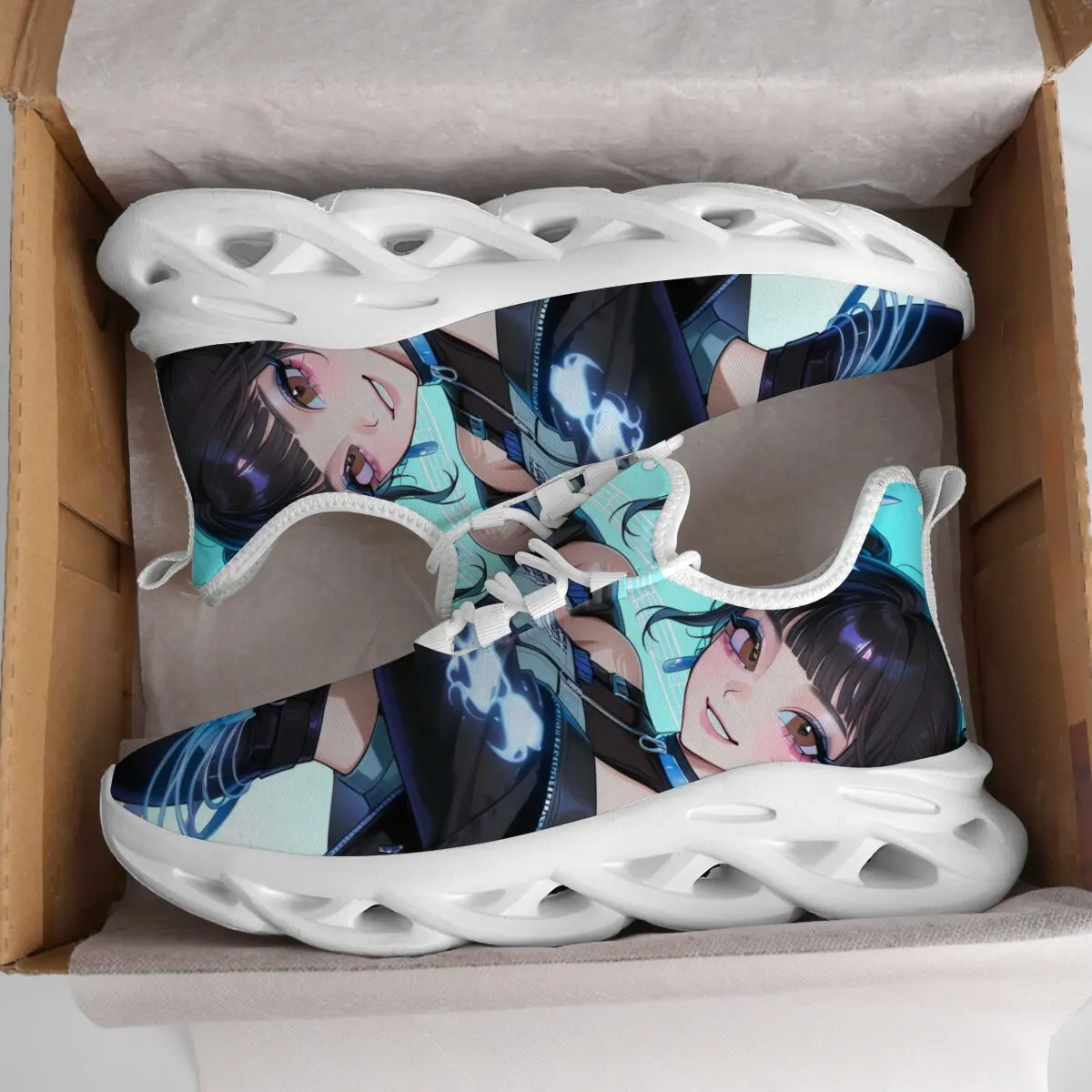 Espadrilles décontractées femmes mignon Anime fille imprimé léger sport baskets hommes chaussures respirant sans lacet chaussures de course en plein air