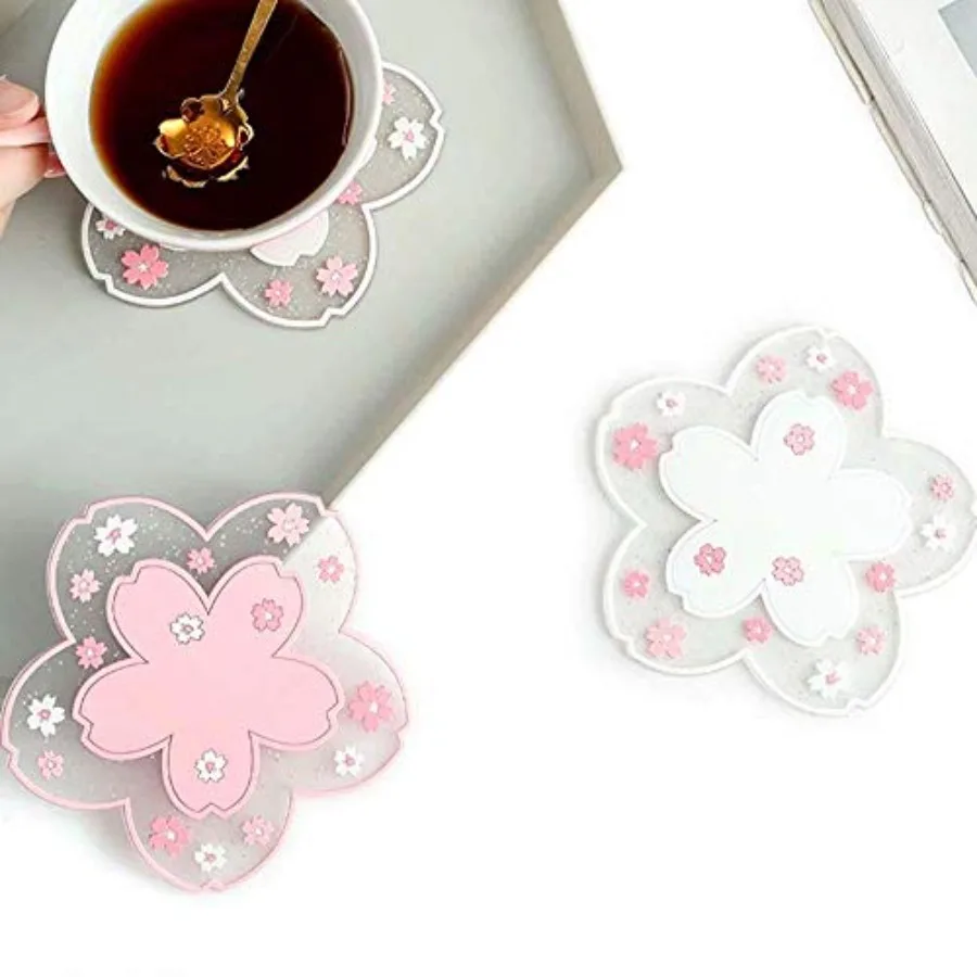 

Durable Non-Slip Sakura Coffee Cup PVC Coaster Home Tea Coaster Bowl pad placemat Coaster S