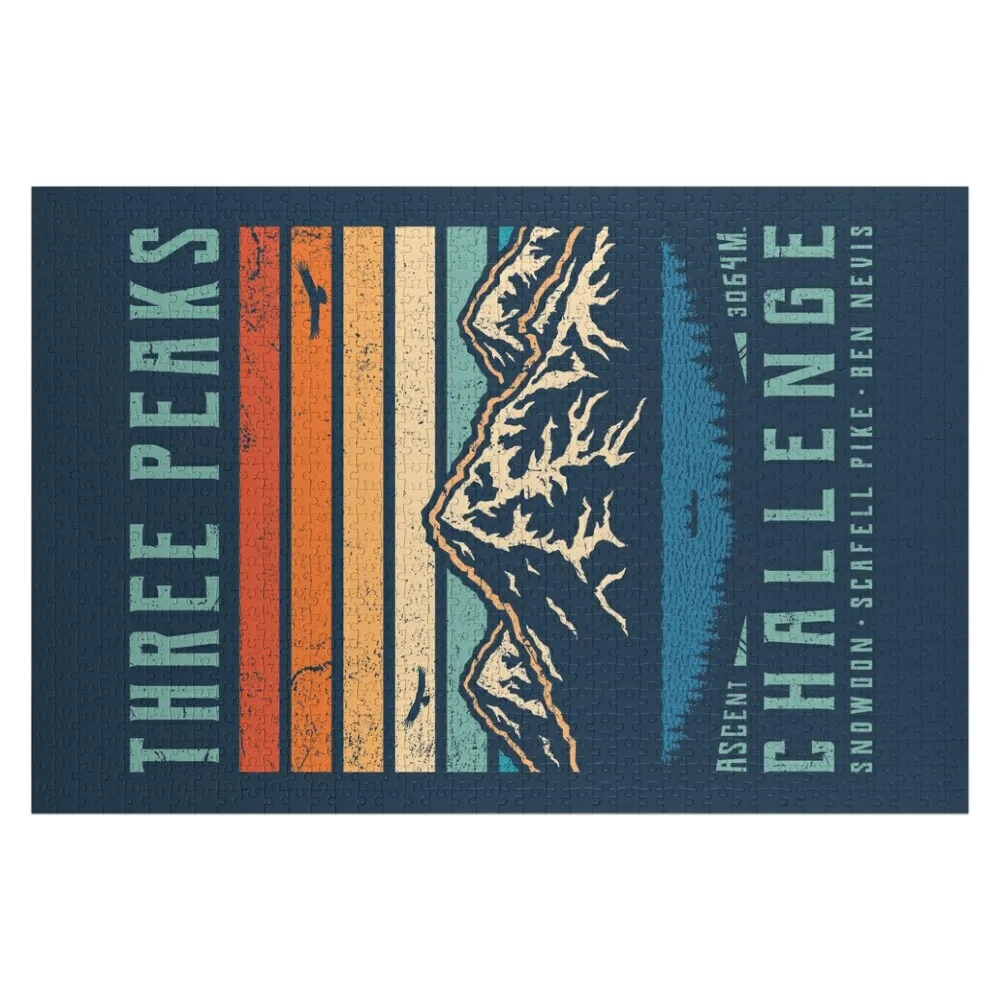 

3 Peaks Challenge - Retro Jigsaw Puzzle Custom Name Wood Custom Child Children Personalized Baby Object Puzzle