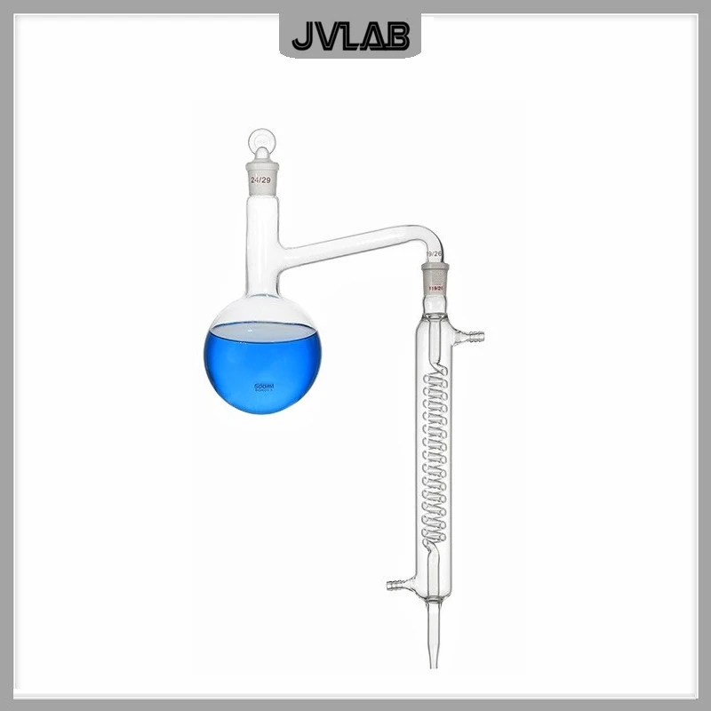 Distiling Apparatus Unit Serpentine Condenser Distillation Flask Use For Use For Making Distilled Water Essential Oil Extraction