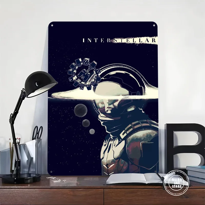 Interstellar Astronaut and Spacecraft Printing Poster Customized Retro Wall Art Vintage Metal Signs for Mancave Home Decor Items
