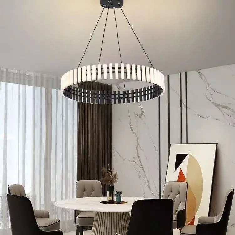 

Light luxury piano living room chandelier round atmosphere Nordic simple modern restaurant designer villa lamp creativity