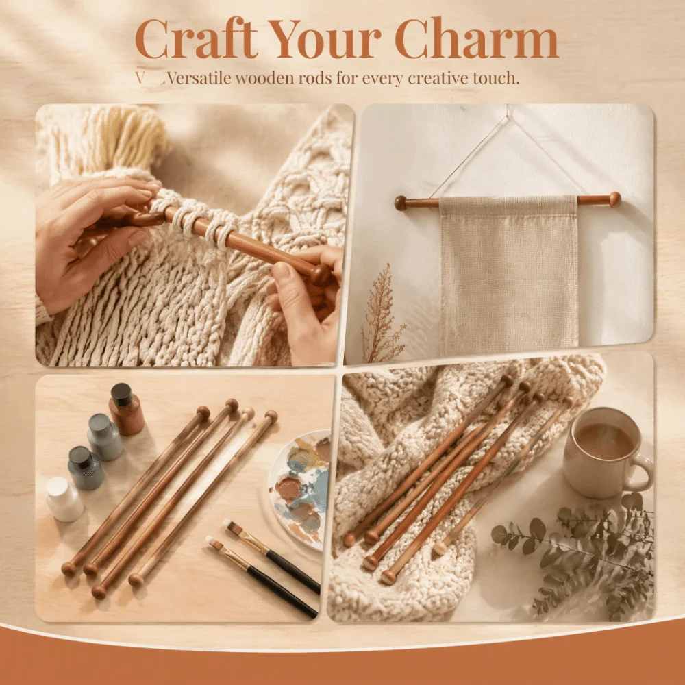 4pcs Round Sandalwood Wooden Hanging Rod 9 Inch Long 12 Inch Long Dowel Rod Sticks 4 Pcs Pack Wooden Pin Rod Closet Hanging