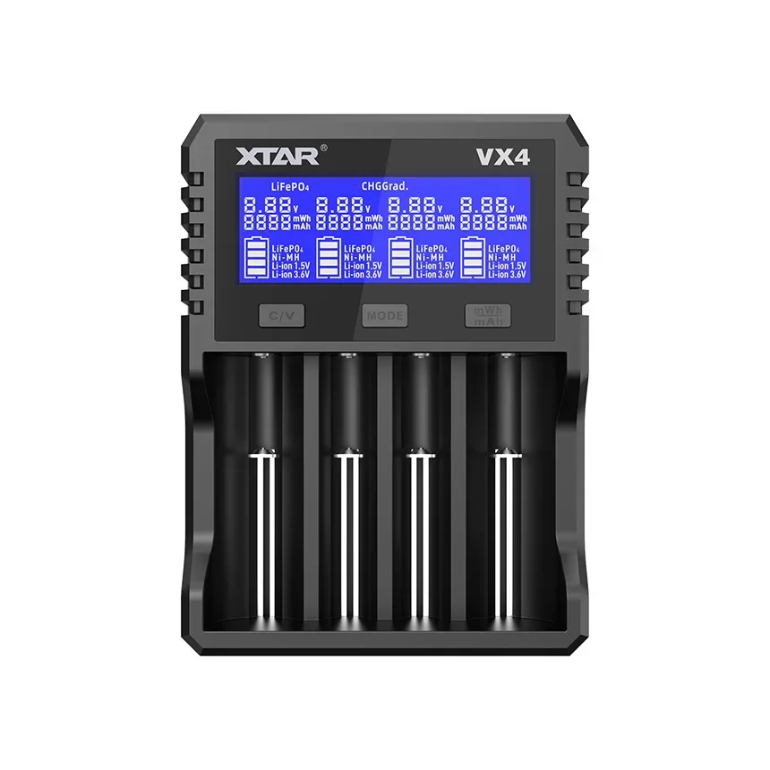 XTAR New Smart Visible Mixer VX4 3.2V LiFePO4 1.5V 3.6/3.7V Li-ion 1.2V Ni-MH AA AAA 18650 Battery Charger and Capacity Tester