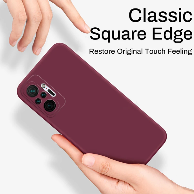 Original Square Liquid Silicone Case For Xiaomi Redmi Note 10 Pro Cover Redmi 10 Redmi Note 10 10s Note10 Pro Max 4G Matte Case