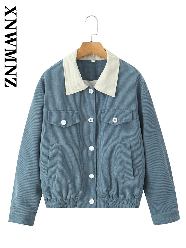

XNWMNZ 2025 Autumn New Woman's Commuting Simple Elastic band Long Sleeve Coat Chic Casual Woman Turn-down Collar Fashion Jacket