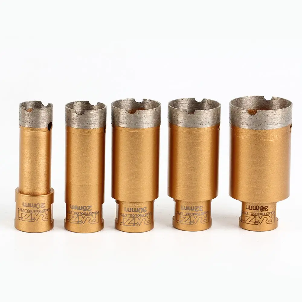 

Raizi 20/25/30/32/35/38/42/50mm Porcelain Tile Sintered Stone Lapitec Neolith Dekton Thin Wall CNC Diamond Core Drill Bits