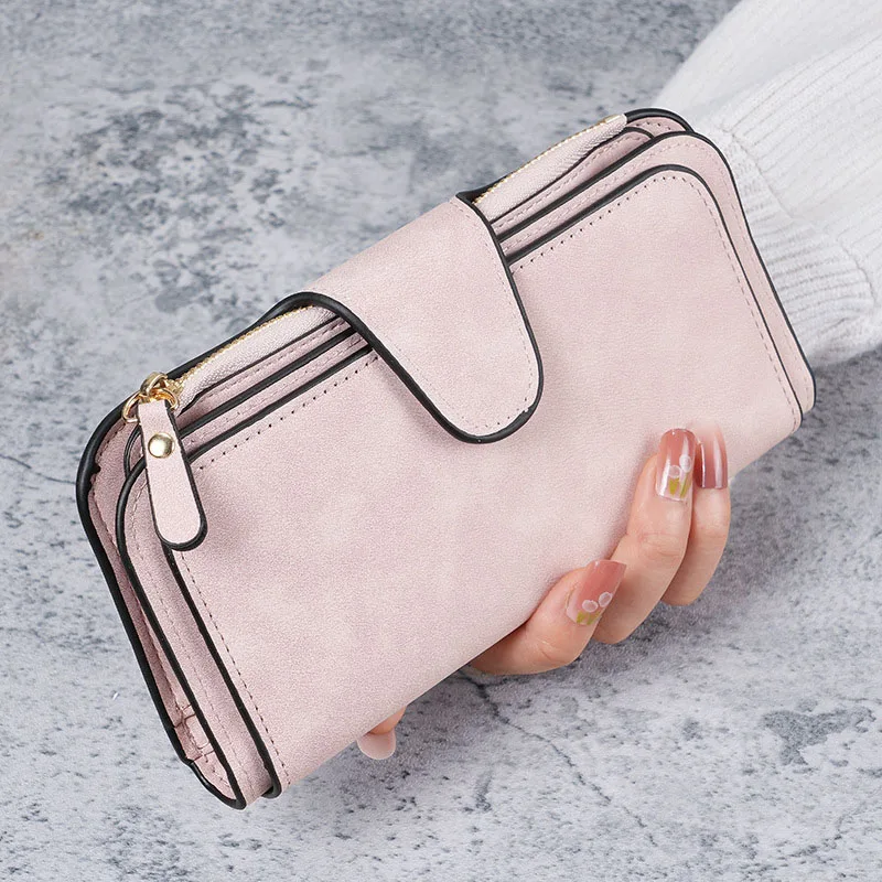 Solid Color Wallet Women Large Capacity Bags Card Wallets Luxury Brand Ladies Clutch Coins Purses Wallets billetera Coin Purse