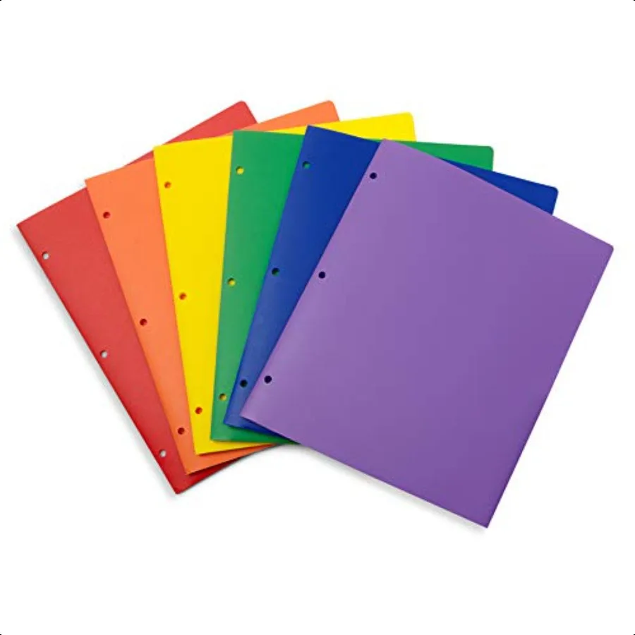 

Multicolor Plastic Two Pocket Folders with 3 Holes 2 Pocket Folders for School Home and Work 12 Pack