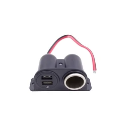 NEW Black Car Cigarette Lighter Auxiliary USB Dual Power Outlet DC 12V Socket Plug Adapter Car Accessories