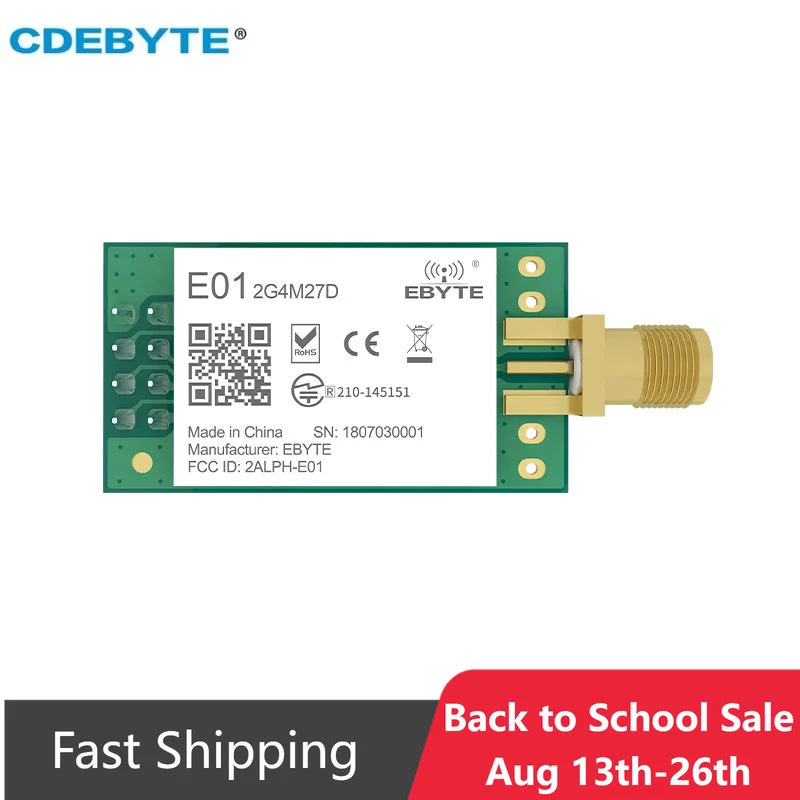 Wireless Module CDEBYTE E01-2G4M27D nRF24L01P 27dBm nRF24L01 PA LNA Long Range 2.4GHz SPI DIP IoT Module