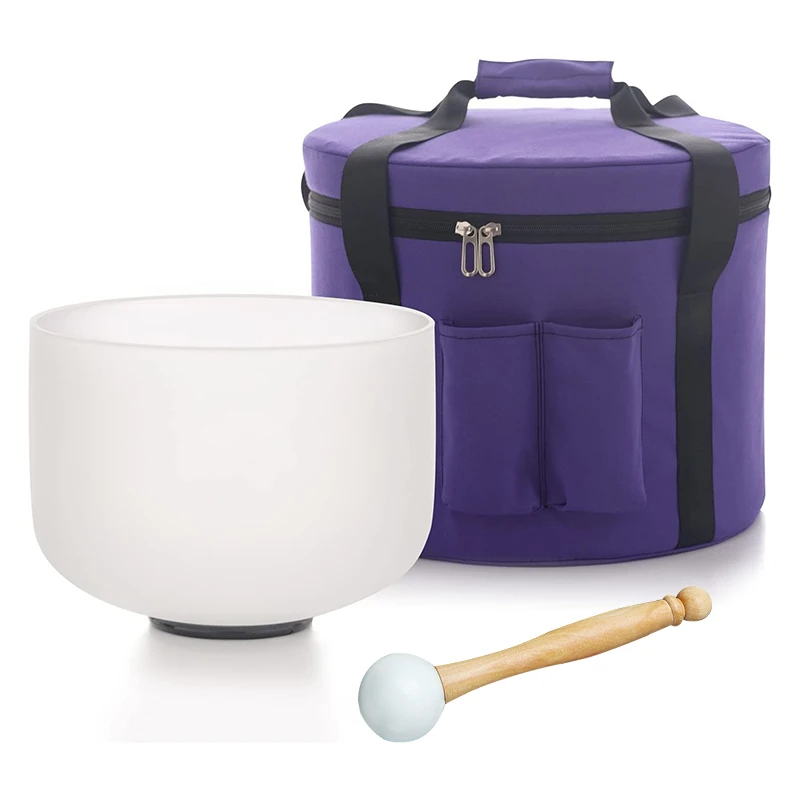 

Hye-eun 10 Inch 432hz Frosted Quartz Crystal Singing Bowl with Carring Case Chakra CDEFGAB Note for Perfect Sound Healing