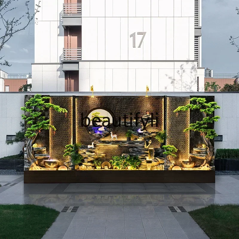 

Asmt14 New Water curtain wall rockery flowing water landscape outdoor screen entrance circulating water garden fountain ornament