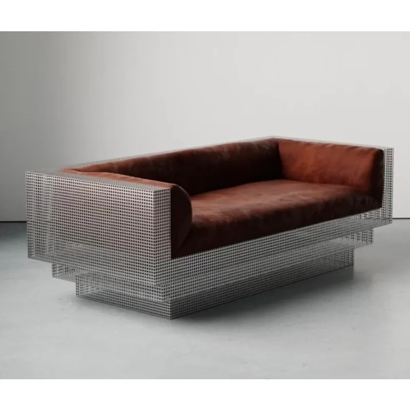 Retro old  style niche metal small apartment single three-person sofa