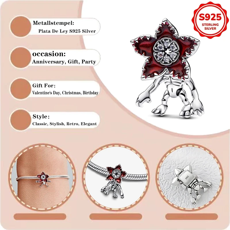 

Plata De Ley 925 Silver Charms Monster Activity Flowers Pendant Beads Original Women's Bracelets Bangles DIY Jewelry Gifts