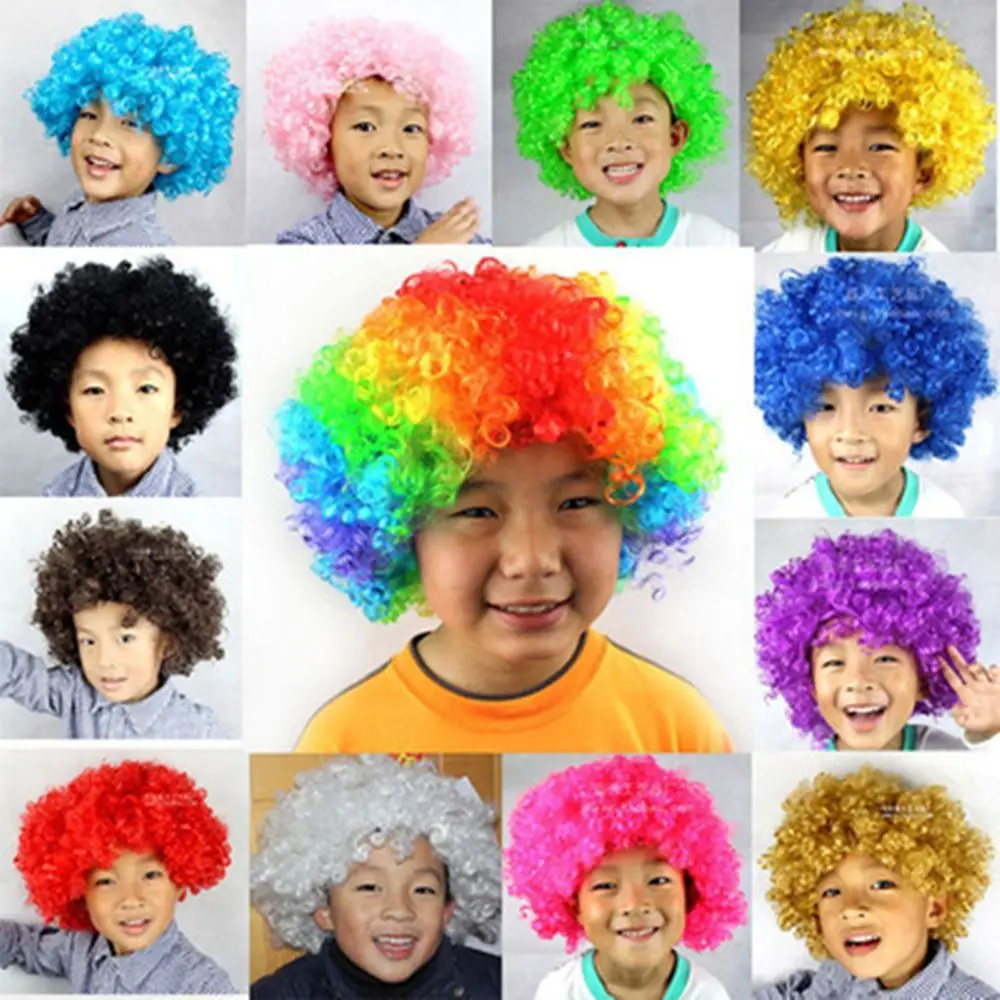 Fancy Party Christmas Football Fans Wigs Afro Curly Wigs Adult Kids Costume Party Funny Wig Cosplay Hairs Synthetic Wigs