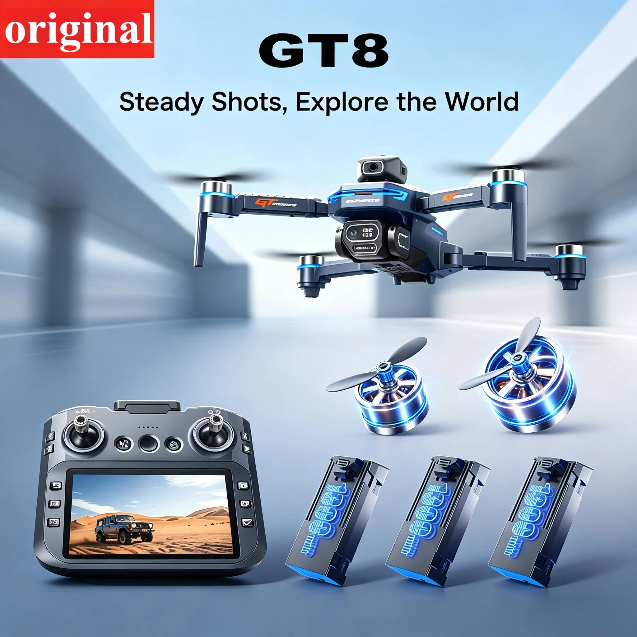 original GT8 8K Drone GPS Professional Dual Camera 5GWIFI Brushless Motor Obstacle Optical Flow Hovering Foldable Quadcopter Toy