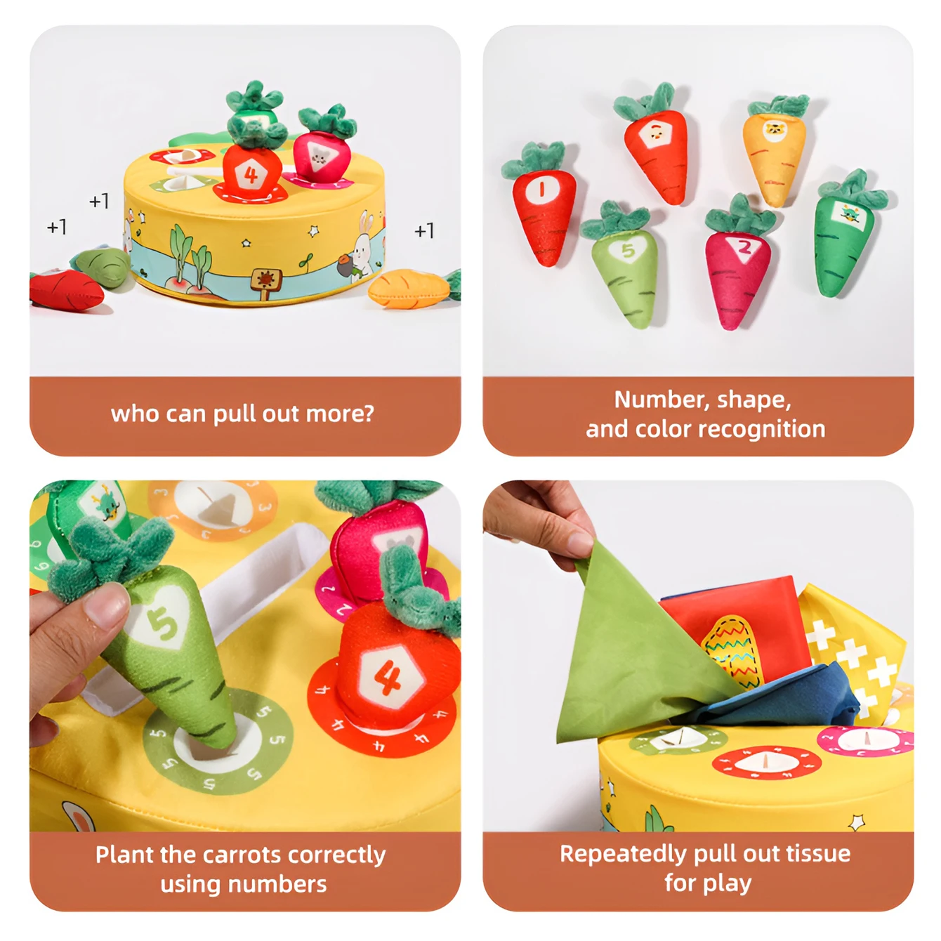 Juguete Montessori para bebé, zanahorias, dígitos de Color, forma de animales, juguete, entrenamiento de habilidades motoras finas, aprendizaje, juego educativo de rompecabezas para niños