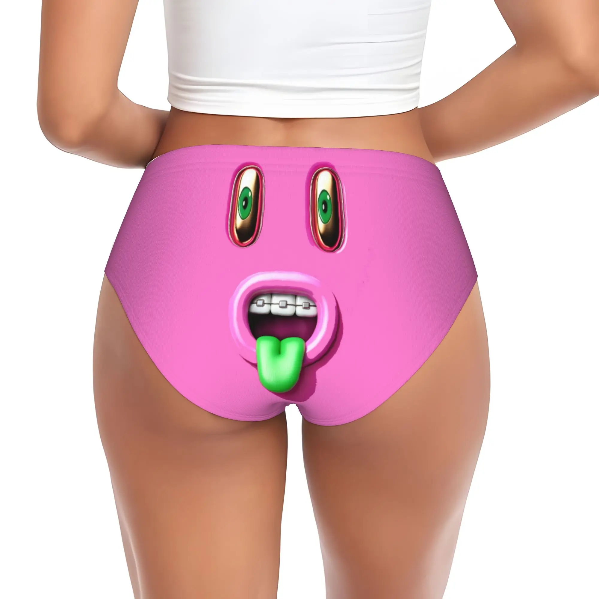 Custom Womens Funny Expression Face  Brief Panties Female Soft  Underwear Underpants