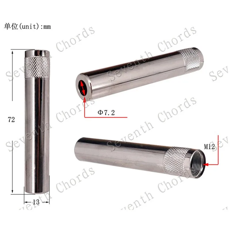 2 Pcs Gun Color Guitar Bass Threaded Cylinder End Pin Jack Threaded Bushing Sleeve Length 72MM  Internal Thread:12mm