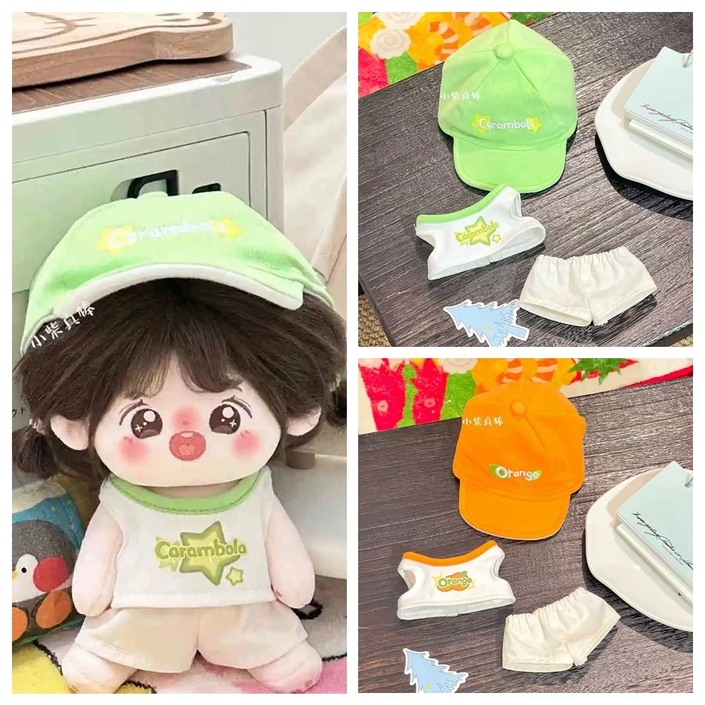 

10cm Doll Clothes Carambola/Orange Cap Vest Shorts Outfit Accessories for Kpop Idol Dolls Changing Dress Playing House Toys
