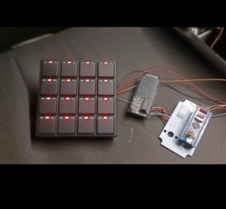 DC12V 24V 16 Keys CAN Bus Push Button Switch Panel Intelligent Automotive CANbus Keypad Control Panel