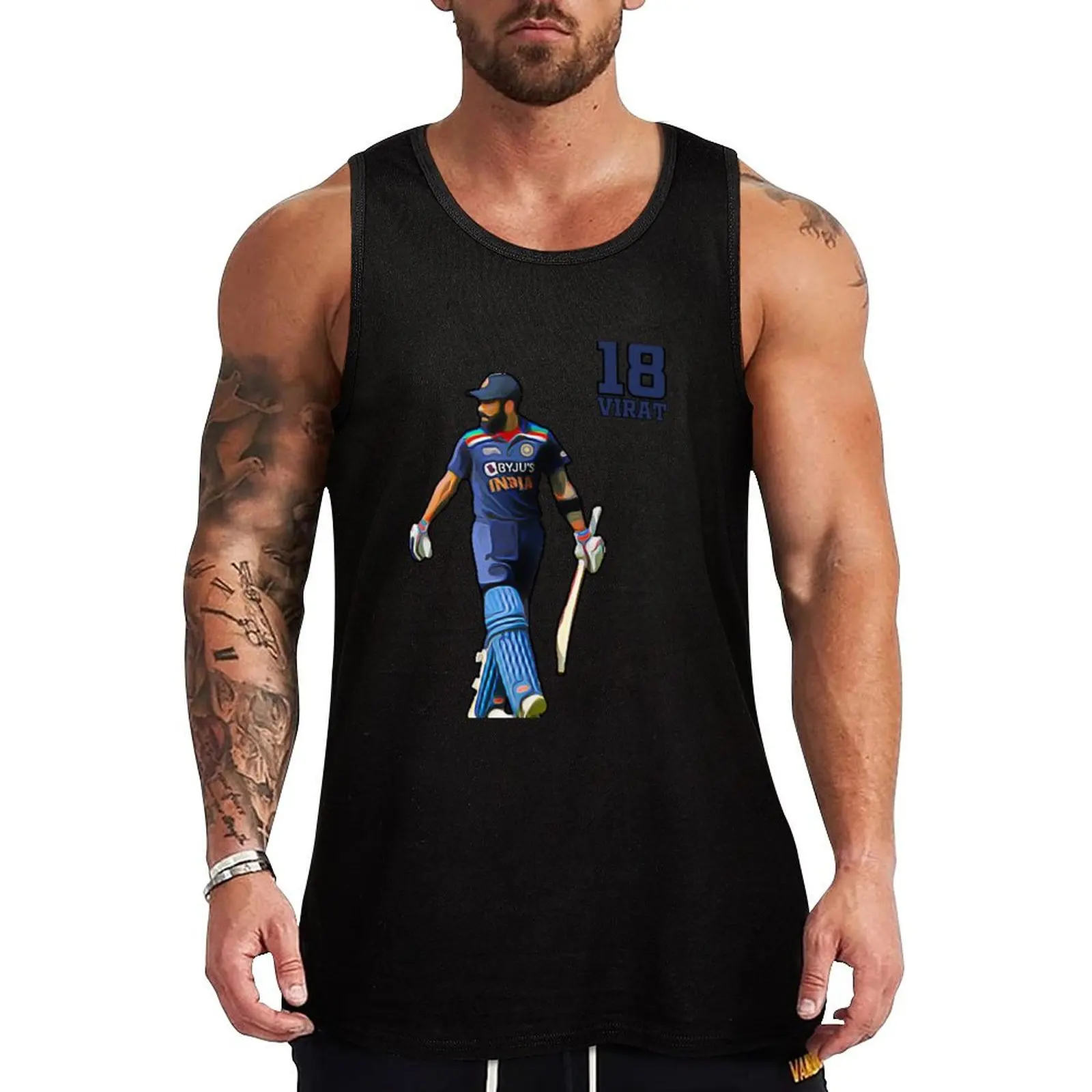 Virat Kohli - Indian Cricket Player - Batsman - T20 Tank Top sleeveless shirt man gym T-shirt male man vest Men gym sportswear