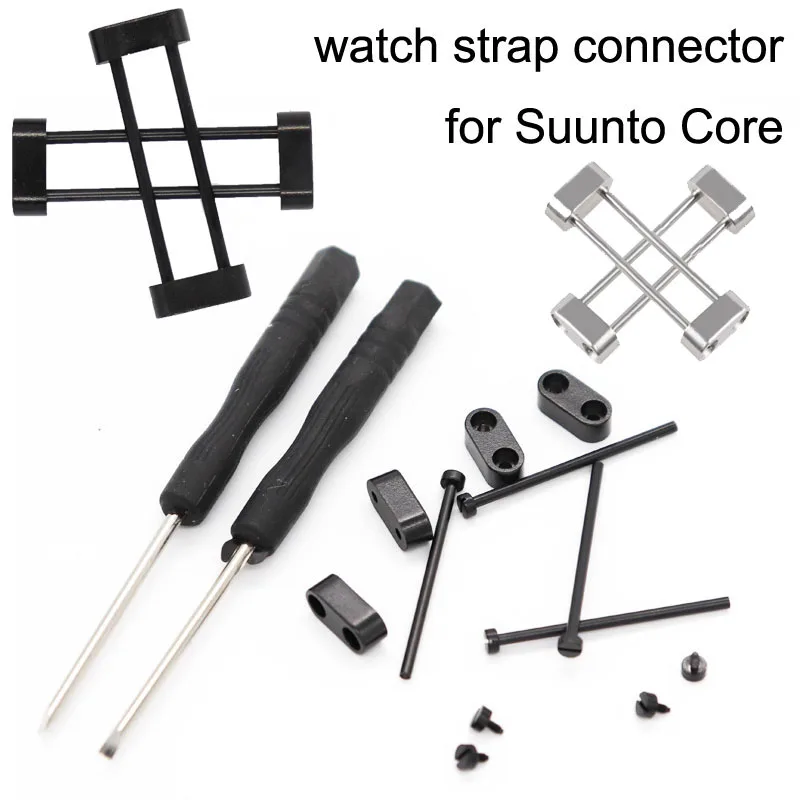 For Suunto Core Strap Essential Watch Band Strap Diver Lugs Adapters Set + 2Pcs Tool watch Repair Accessory Backup fixed Screw