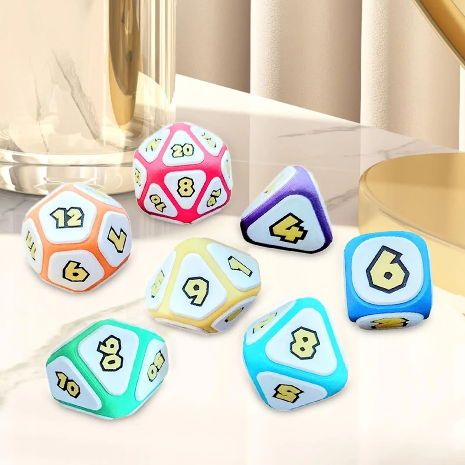 

7Pcs D4-d20 RPG Math Teaching Role Playing Party Toys Card Games PVC Dices