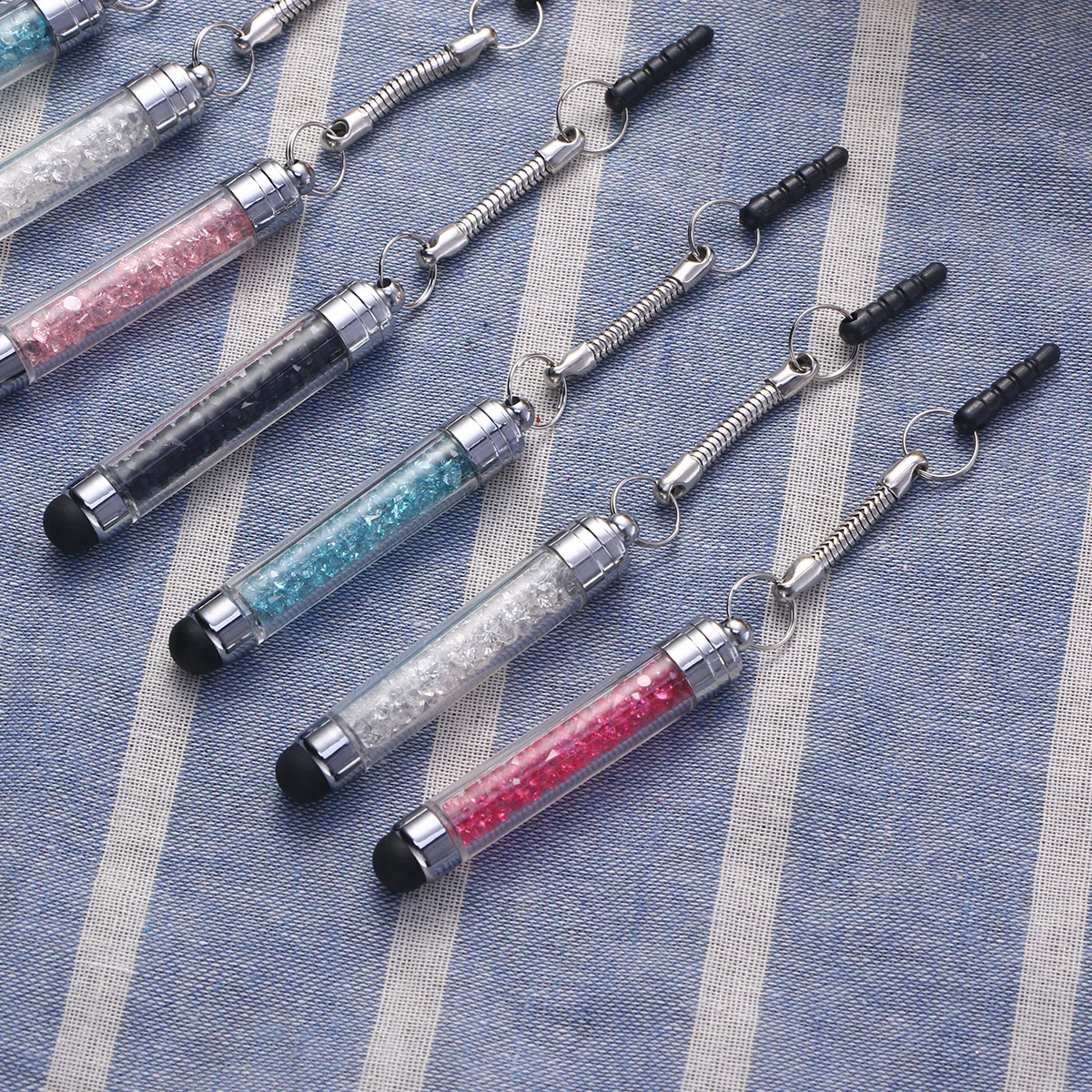 8pcs Universal Screen Pen Capacitive Stylus Sensitive Tip For Smartphones Tablets Mini Design Rhinestone