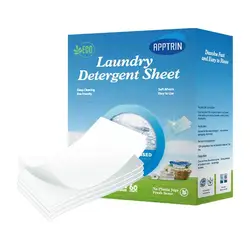 60pcs Detergent Sheets Washing Sheets Natural Laundry Strips with Deep Cleaning for Dorms Camping Home Hotel Traveling