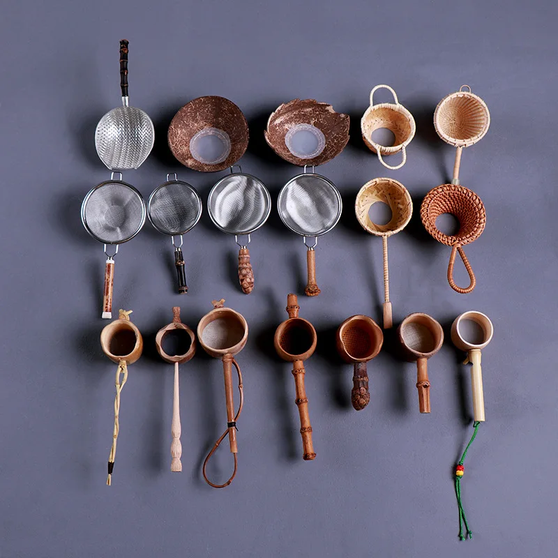 

Various hand polished bamboo roots, tea strainers, tea filters, tea ceremony accessories, bamboo handicrafts, bamboo products
