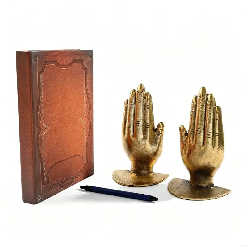CORA Folded Hands Book Supports Metal Bookends for Reading Area Desk Storage Support