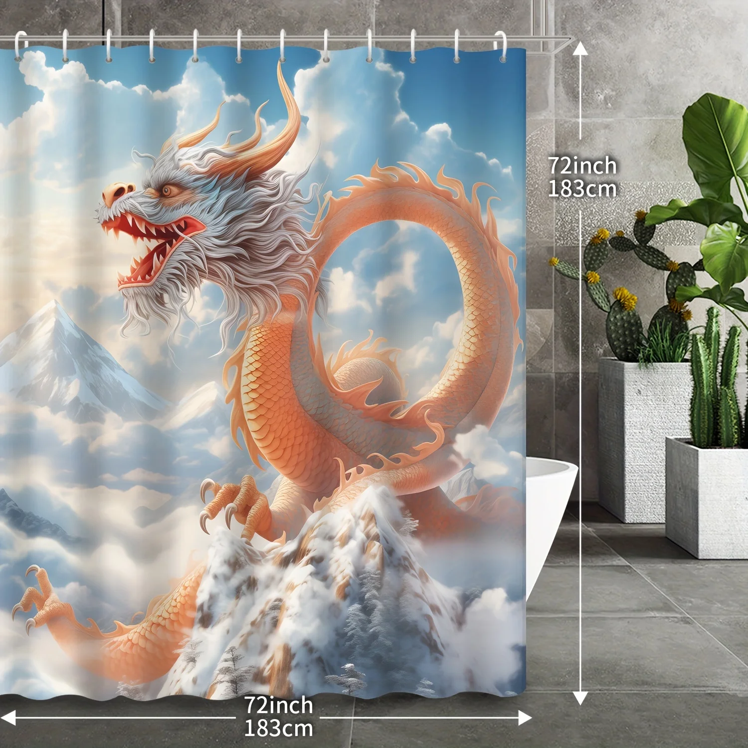 

Занавеска для душа с китайским драконом — искусство в стиле Majestic Asian, 72x72 дюйма, полиэстеровый декор для ванных комнат и квартир