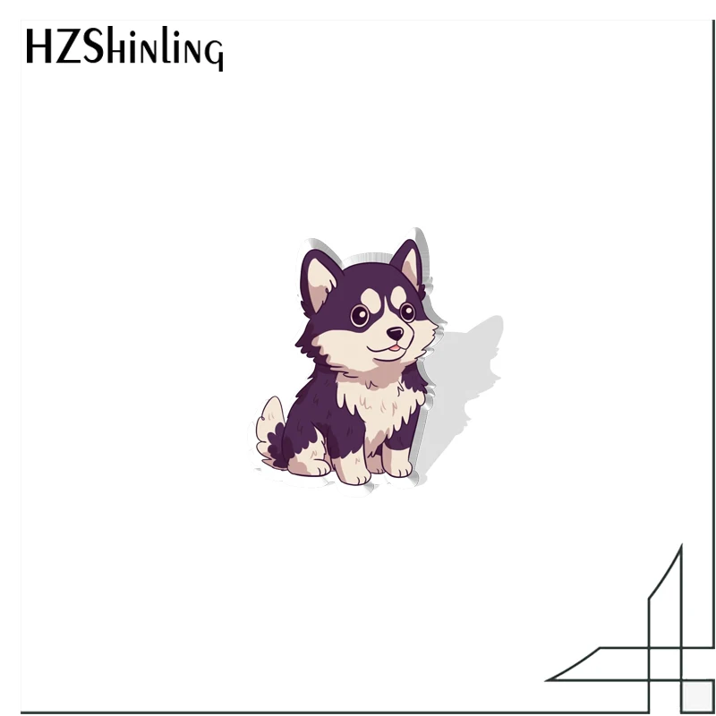 2023 Cartoon Bernese Mountain Dog Schnauzer Husky Acrylic Collar Pin Pattern Anime Acrylic Lapel Pins Resin Acrylic Epoxy