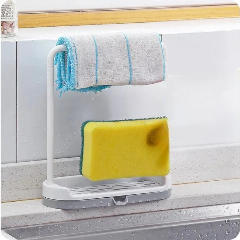 Countertop Storage Rack Kitchen Washcloth Drain Rack Punch Free Bracket Sponge Drain Shelf Home Organizer Holders Kitchen Tools