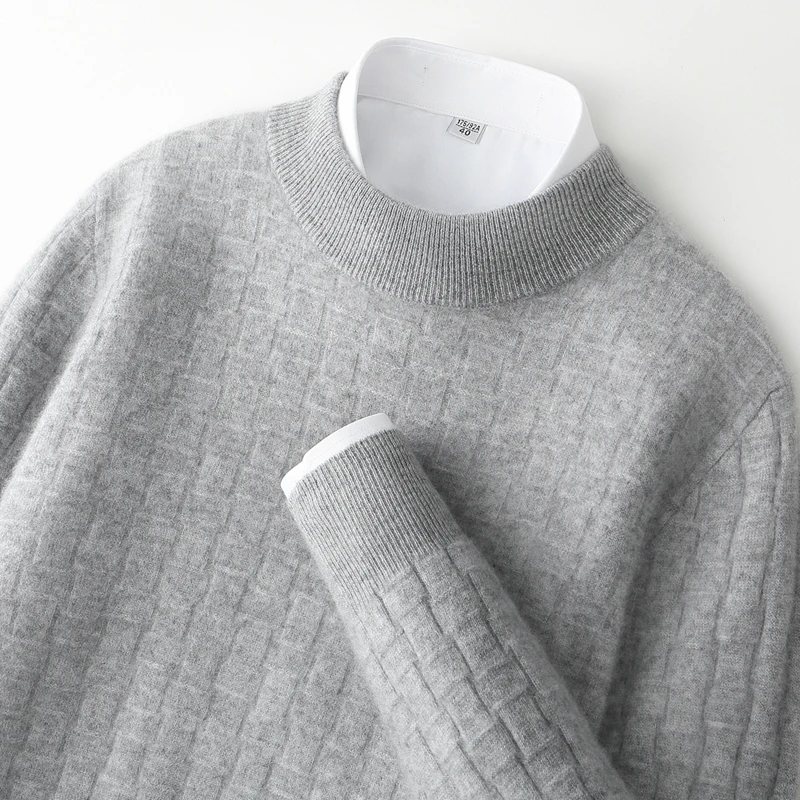 秋冬メンズカシミヤプルオーバーセーター長袖セミハイネックセーター高品質暖かくてファッショナブルなソフトトップ