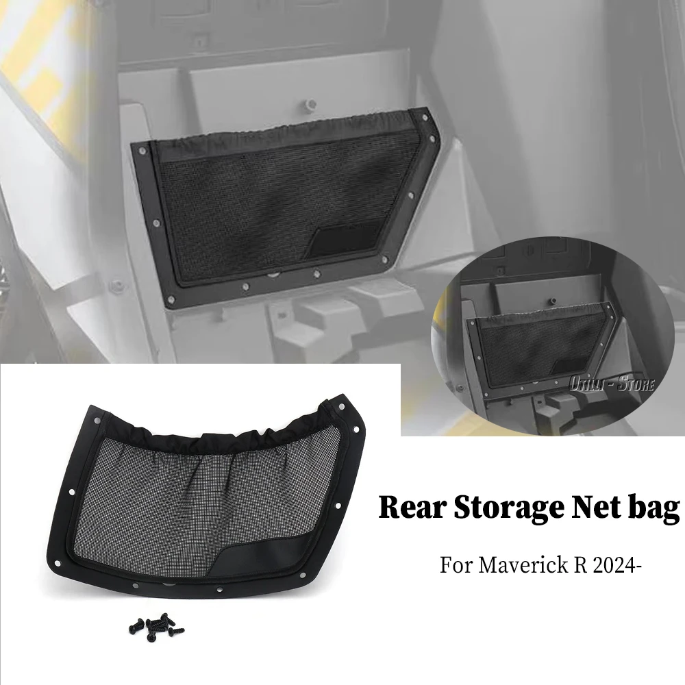 UTV Accessories Front Seat Rear Storage Net bag Pocket Cover Bag Rear String Bag Mesh Holder For Can-Am Maverick R 2024