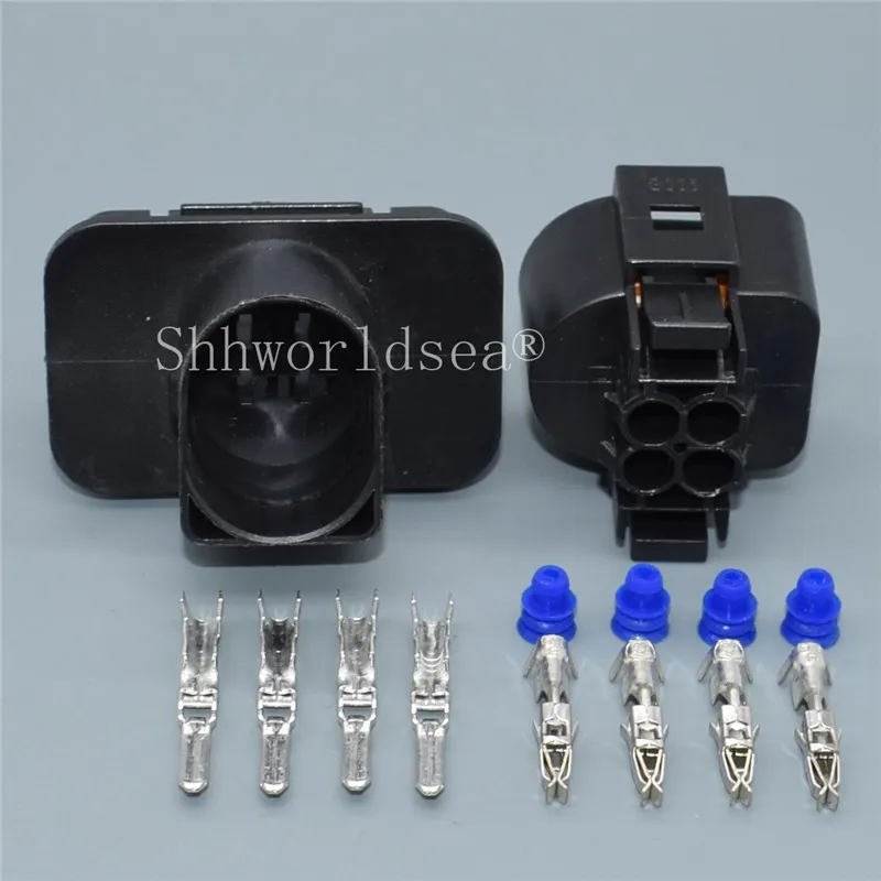 Shhworldsea 4 Hole 4 Pin 3.5MM 1H0973734 Auto Car Light Lamp Sockets Automotive Female Male Connector Plug 1H0 973 734 For Audi