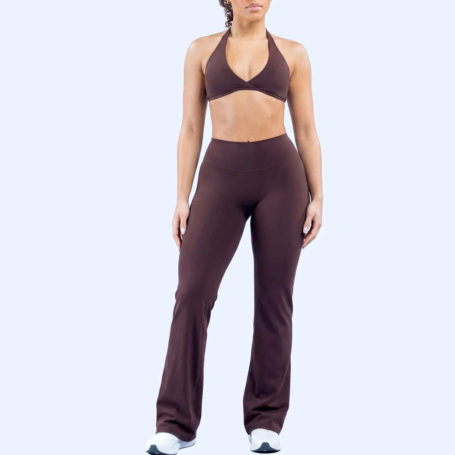 LOGO 2PCS  High‑Quality 2Pcs Yoga Outfit Naked Feeling High Elastic Bra Butt Lifting Shaping Long Yoga Leggings Gym Activewe