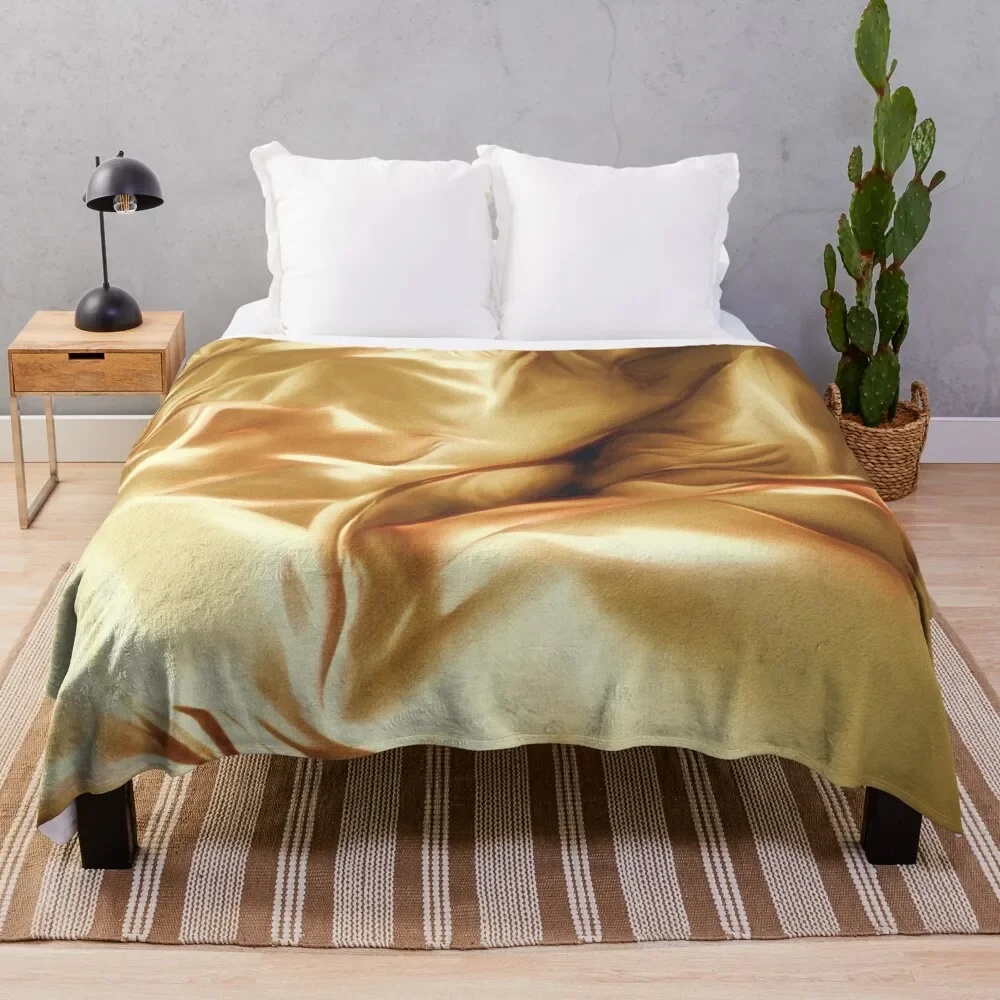 

Pale Gold Silk Satin Fabric Series 6 Throw Blanket Fuzzy Plush Throw Blanket for Sofa Chair