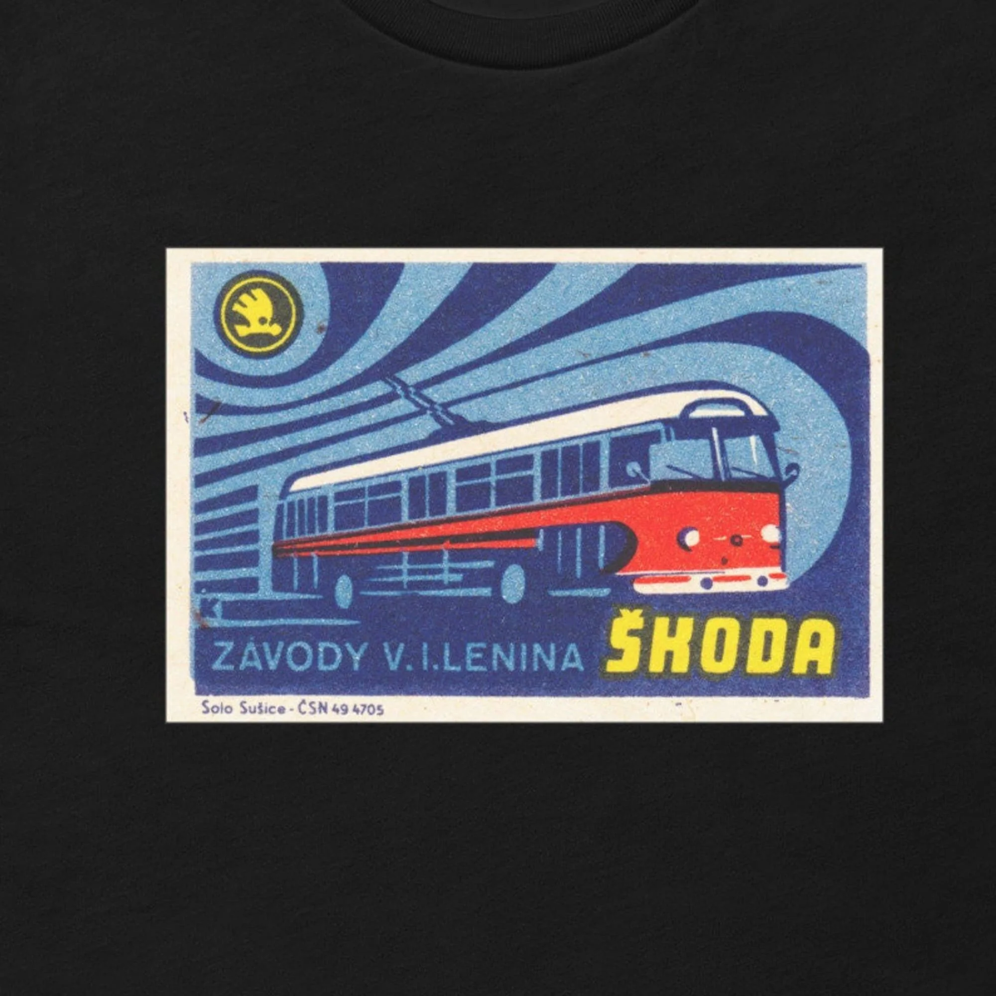 Matchbox Label Design Czech Republic Trolley Car T Shirt Free Shipping