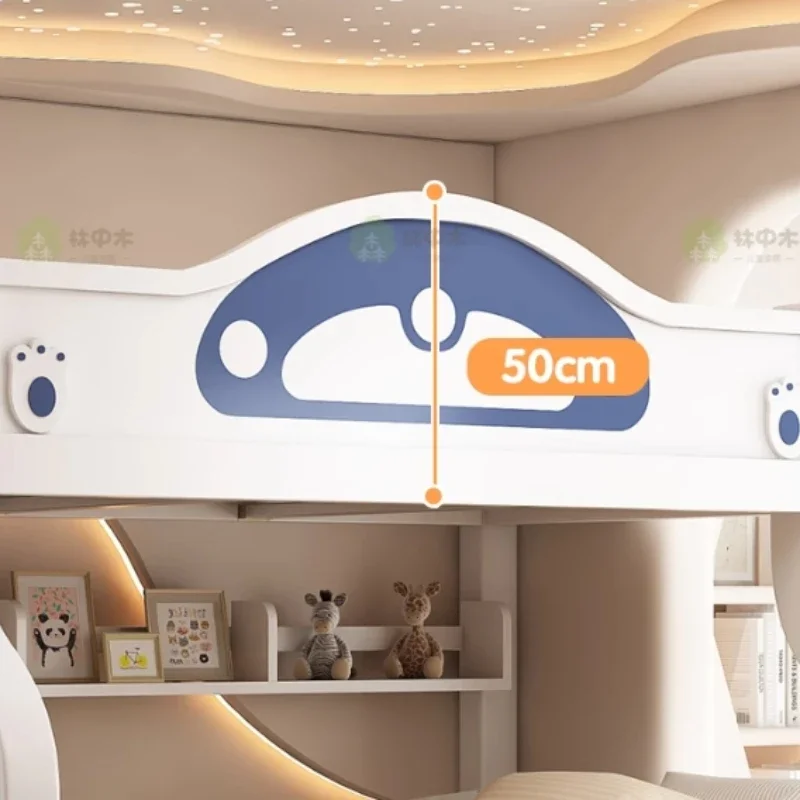 أثاث غرفة نوم Letto A Castello الفاخر، أدراج تخزين، سرير أطفال، إطار لوح أمامي، مقاس كينج، سرير بطابقين للأطفال حديث #5