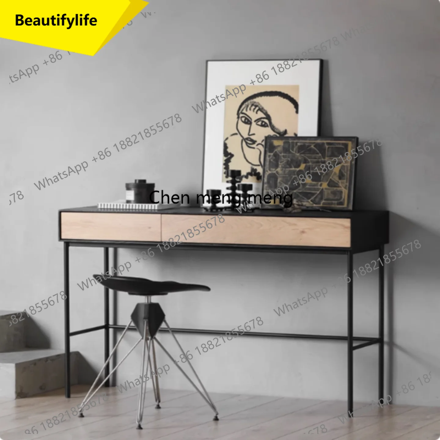 

X188 Скандинавский стол-тумба из массива дерева для гостиной/спальни, черный