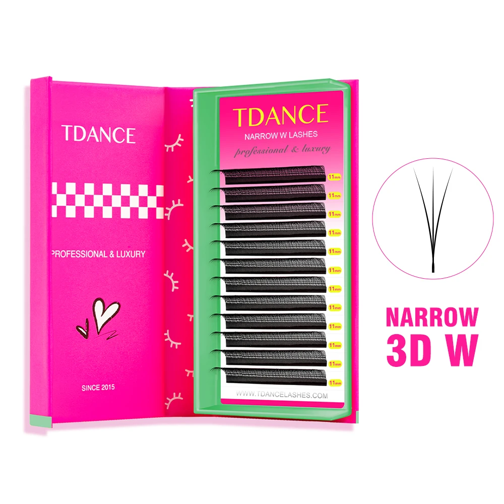 TDANCE Neue Schmale 3D 4D 5D W Wimpernverlängerung Volumenfächer 0.07 C/D Handgemachte V-Form Wimpern Natürliche Dichte Faux Mink Wimpern – Detail 7