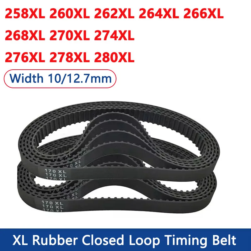 

1pc XL Rubber Closed Loop Timing Belt Synchronous Belt Width 10/12.7mm Perimeter 258/260/262/264/266/268/270/274/276/278/280XL